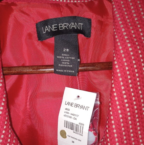 Lane Bryant Red Button Down, Collar, 3/4 Sleeve Blazer Size 28 - Picture 4 of 5